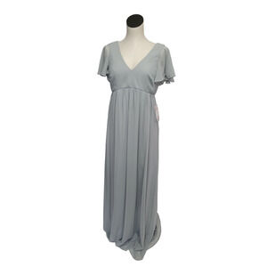 NWT Birdy Grey Hannah Empire Formal Bridesmaid Dress in‎ Chiffon Dove Gray Small